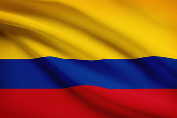 Series of ruffled flags. Republic of Colombia