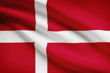 Obraz premium Series of ruffled flags. Kingdom of Denmark.