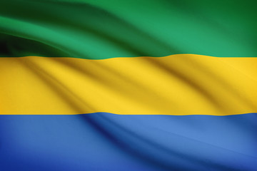 Series of ruffled flags. Gabonese Republic.