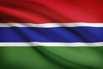 Series of ruffled flags. Republic of the Gambia.
