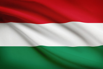 Series of ruffled flags. Hungary.