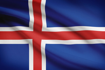 Obraz premium Series of ruffled flags. Republic of Iceland.