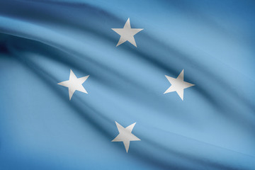 Series of ruffled flags. Federated States of Micronesia.