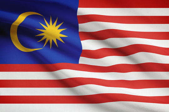 Series of ruffled flags. Malaysia.
