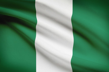 Series of ruffled flags. Federal Republic of Nigeria.