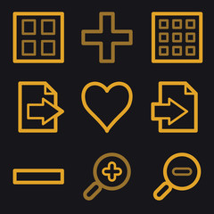 Image viewer web icons, gold line set
