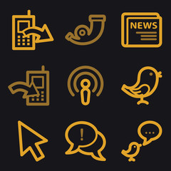 Internet web icons, gold line set