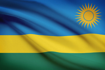 Series of ruffled flags. Republic of Rwanda.