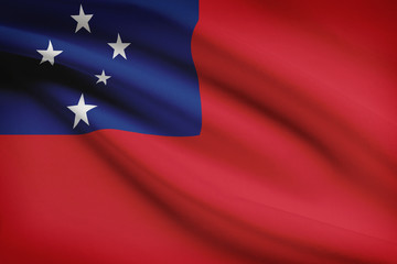 Series of ruffled flags. Independent State of Samoa.