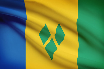 Series of ruffled flags. Saint Vincent and the Grenadines.