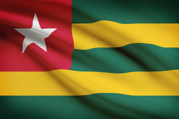 Series of ruffled flags. Togolese Republic.
