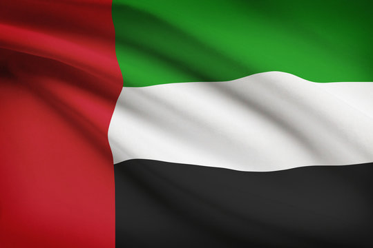 Series of ruffled flags. United Arab Emirates.