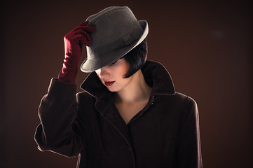 portrait beautiful fashionable woman detective