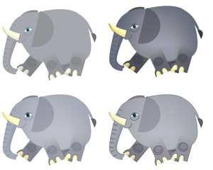 Cartoon elephant - 4 styles of coloring