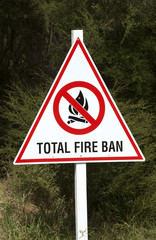Total fire ban sign on edge of woodland