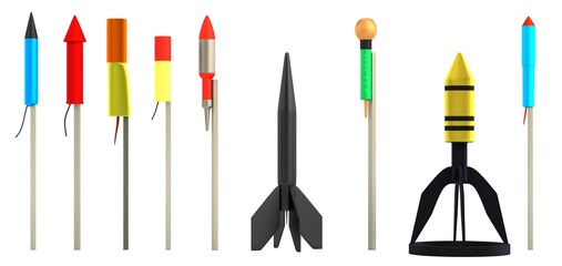 realistic 3d render of rockets