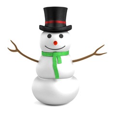 realistic 3d render of snowman
