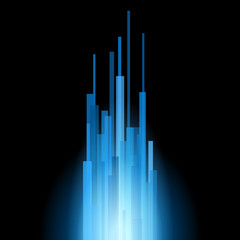 Blue Straight Lines Abstract on Black Background. Vector