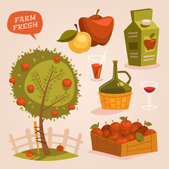 Gardening. Farm fresh. Retro style vector elements.