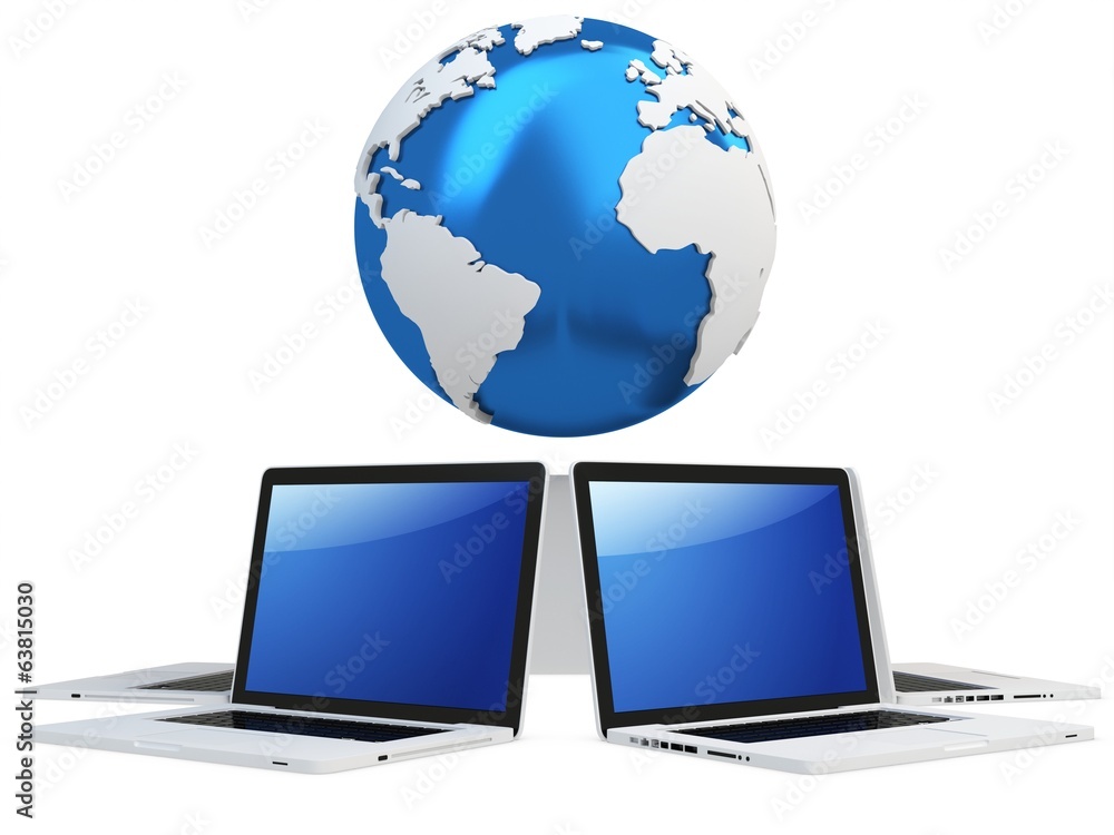 Aufkleber 3d computer global mobile network with earth globe