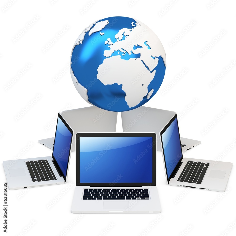 Aufkleber 3d computer global mobile network with earth globe