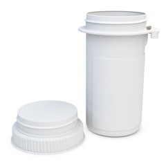 3d white blank plastic medical container