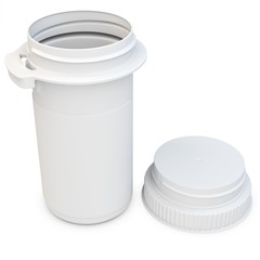 3d white blank plastic medical container