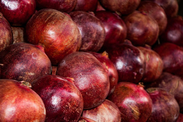 Ripe red Pomegranates, arabic market, Israel
