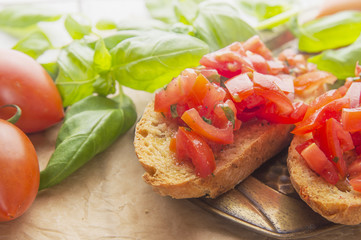 Bruschetta  with tomato and Basil