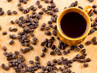 brown coffee and brown coffee beans