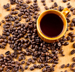 brown coffee and brown coffee beans