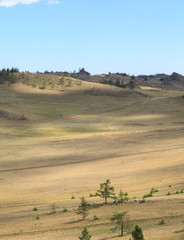 Hilly steppe, coast of lake Baikal.