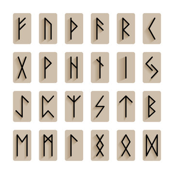 Set of signs runes isolated