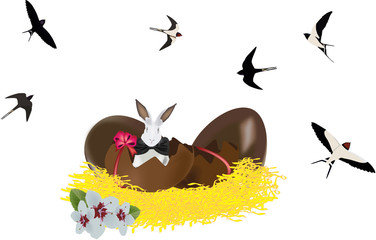 uovo di pasqua con paglia