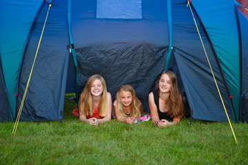 three girls camping