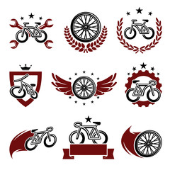Bicycle labels and icons set. Vector