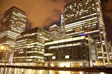 LONDON, CANARY WHARF UK - APRIL 4, 2014 Canary Wharf square view