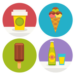 set of sweet food icons in flat design