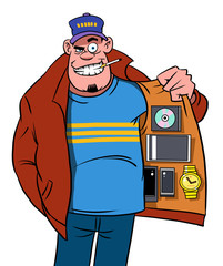 Man with fakes and illegal or stolen media