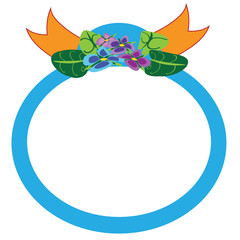 Fototapeta na wymiar Violet flowers, blue circle stiker