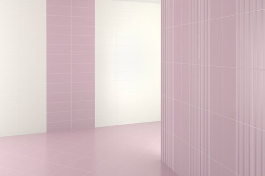 empty modern bathroom with purple tiles