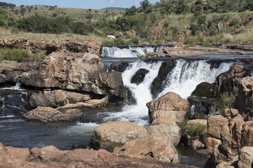 Fototapeta na wymiar waterfall at the bourkes potholes in south africa