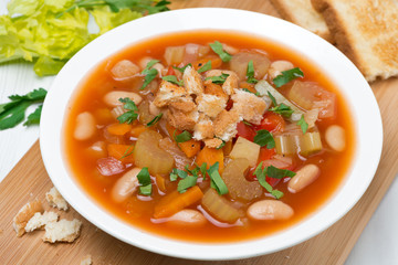 minestrone with vegetables, tomatoes, beans