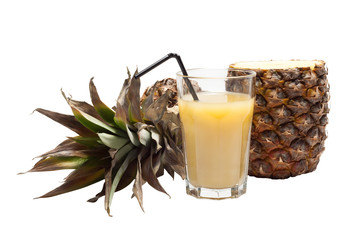 Half-cut pineapple isolated on white