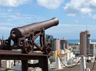 old gun over Port-Louis