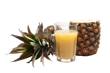 Half-cut pineapple isolated on white