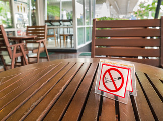 no smoking sign displayed on a table