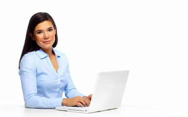 Business woman working with laptop.