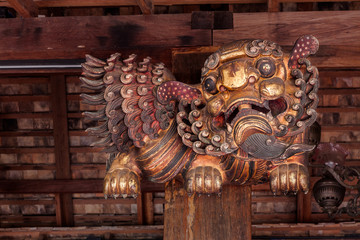 Chinese carving wooden lion