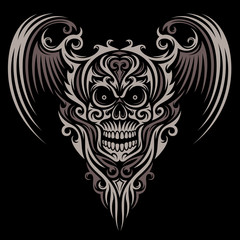 Ornate Winged Skull
